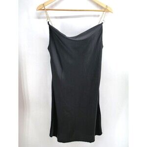 Urban Outfitters Black Cowl‎ Neck Mini Dress W/ Gold Chain Straps Women's Small